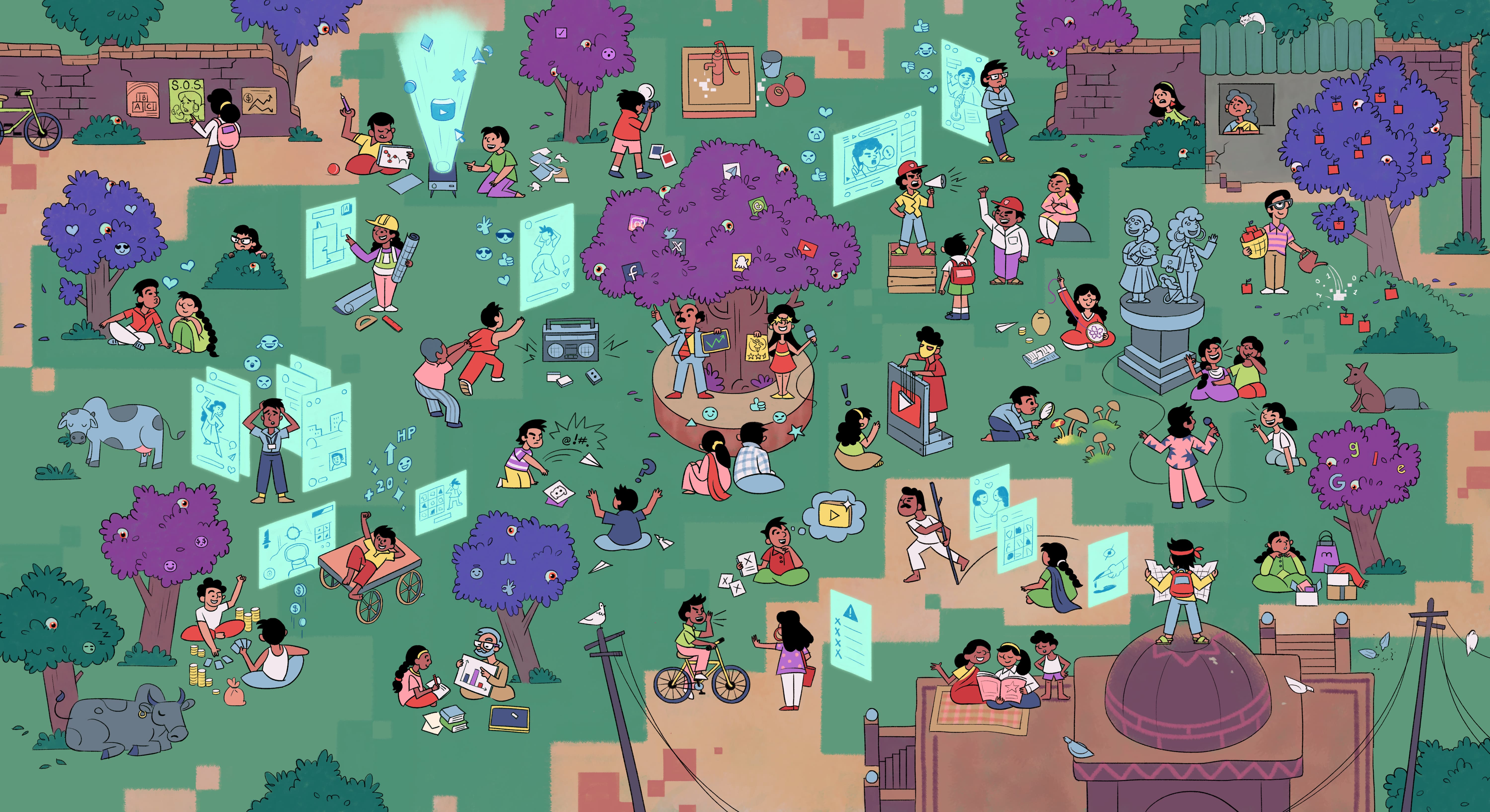 collection of individuals going about their daily lives