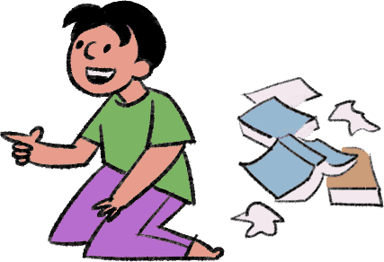 A boy is captured by a YouTube hologram in front of him, and his school books are tossed away on the ground behind him